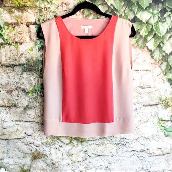 J. Crew Tops - J.CREW Beige and Melon Silk Top, Size 2
